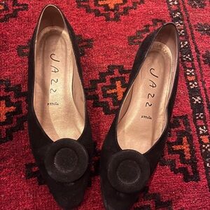 Jazz Black Women's suede low heel shoe - made in Spain